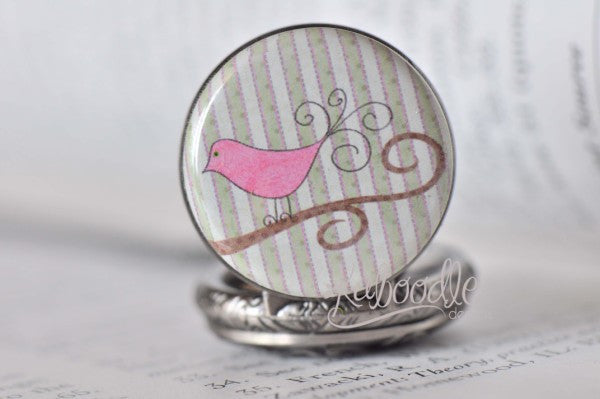 Bird Wall Art - Pocket Watch Necklace