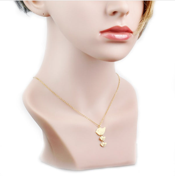 Rose Gold - Stainless Steel 3 Birds Cutout Mini Dainty Minimalist Necklace