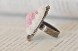 Blooming Rose in Pink and White - Vintage Ring