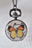 Butterfly Script - Pocket Watch Necklace