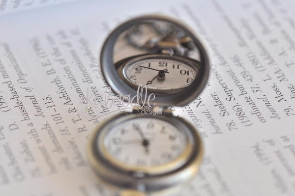 Handmade Artwork Stainless Steel Pocket Watch Necklace - Silhouette Girl Flying a Kite