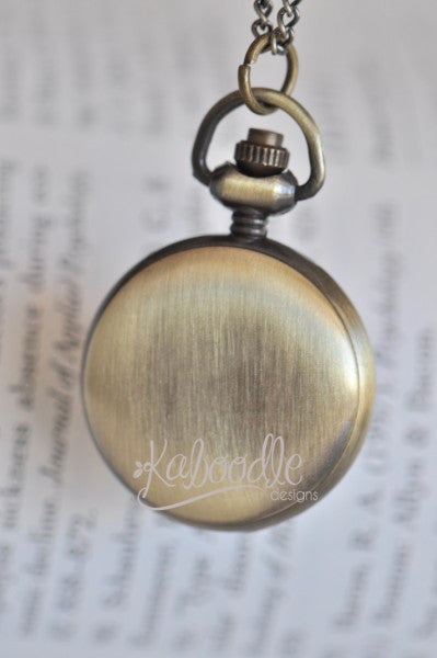Handmade Artwork Stainless Steel Pocket Watch Necklace - Dragonfly Paris Eiffel Tower 2