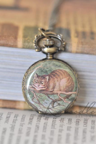 Cheshire Cat - Pocket Watch Necklace