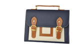 School Briefcase Box Bag in Navy Blue