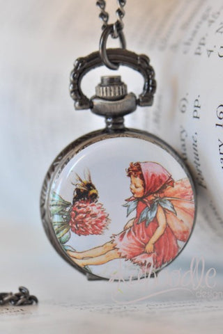 Fairy Bees - Pocket Watch Necklace