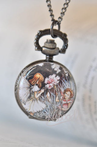 Fairy Sisters - Pocket Watch Necklace