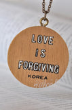 Wooden Moppet Retro Necklace - Love is Forgiving - Rare Find