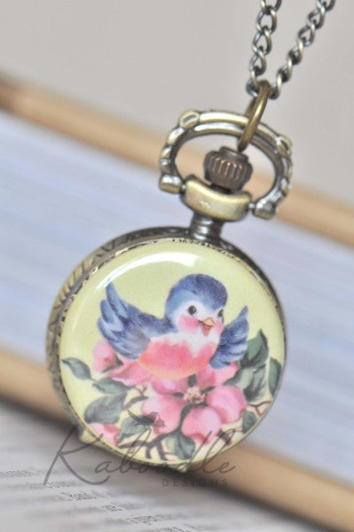 Happy Bird - Pocket Watch Necklace