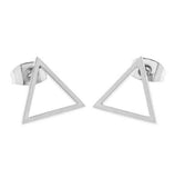 Silver - Stainless Steel Triangle Cutout Mini Dainty Minimalist Stud Earrings
