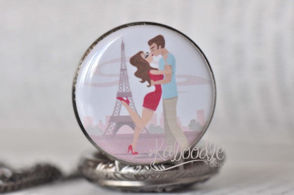 Honeymoon in Paris - Pocket Watch Necklace