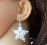 Miniature Glitter Star Dangle Drop Earrings - Gold