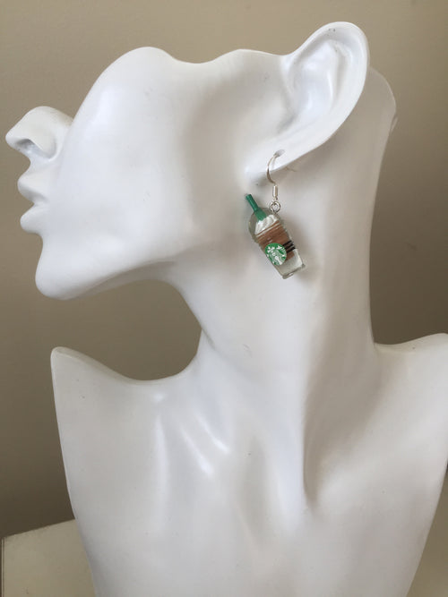 Miniature 3D Drink Coffee Mocha Chocolate Frappe Dangle Earrings
