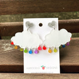 Acrylic Perspex Rainbow Rain Cloud Dangle Earrings