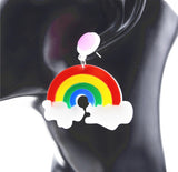 Acrylic Perspex Laser Cut Rainbow Cloud Drop Earrings