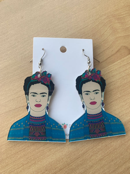 Acrylic Frida Kahlo Drop Dangle Earrings