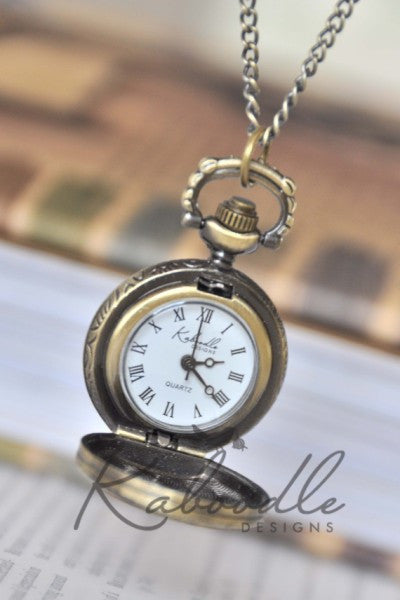 Keep Calm and Carry On in Red - Small Pocket Watch Necklace