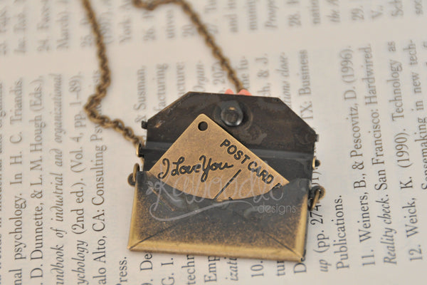 Love Note Postcard in an Envelope Kitsch Necklace