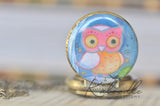 Owl Painting - Small Pocket Watch Necklace
