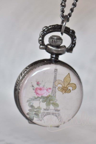 Paris Fleur De Lis - Pocket Watch Necklace