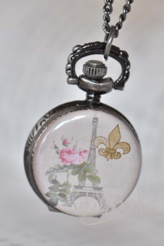 Paris Fleur De Lis - Pocket Watch Necklace