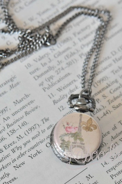 Paris Fleur De Lis - Pocket Watch Necklace