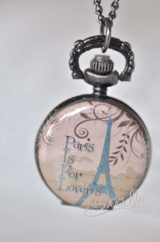 Paris Script - Pocket Watch Necklace