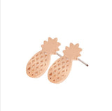 Rose Gold - Stainless Steel Pineapple Mini Dainty Stud Earrings