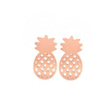 Rose Gold - Stainless Steel Pineapple Mini Dainty Stud Earrings
