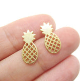 Rose Gold - Stainless Steel Pineapple Mini Dainty Stud Earrings