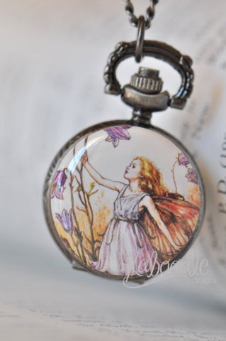 Purple Fairy - Pocket Watch Necklace