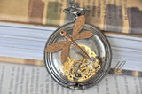 Steampunk Clockworks Necklace with Dragonfly