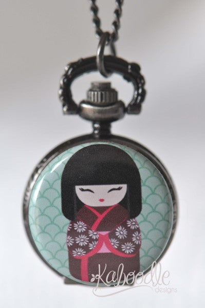 Uchi Japanese Doll - Pocket Watch Necklace