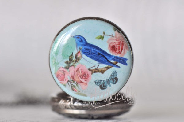 Victorian Bird - Pocket Watch Necklace